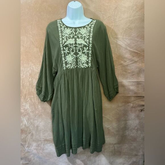 Knox Rose Forest Green Embroidered Dress - Picture 1 of 8